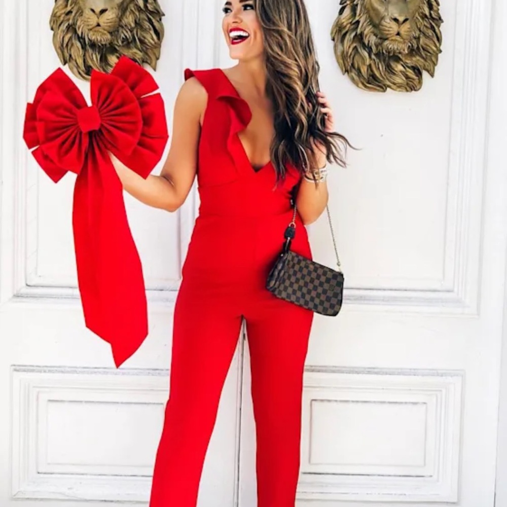 Leilani Red Ruffled Jumpsuit